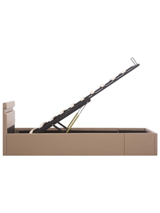 Rám postele led úložný prostor cappuccino umělá kůže 100x200 cm