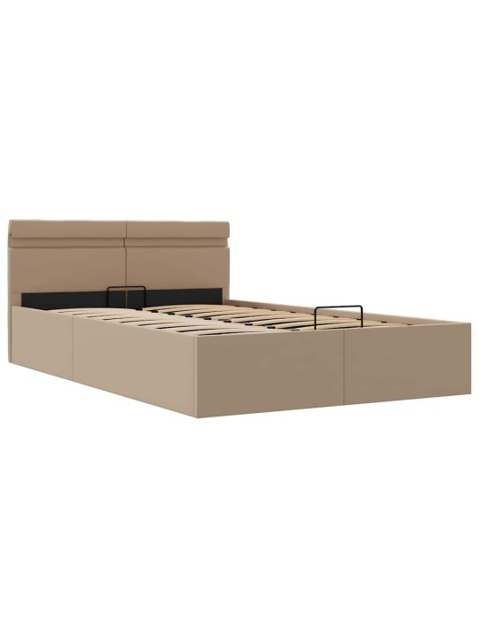 Rám postele s led a úložištěm cappuccino umělá kůže 120x200 cm