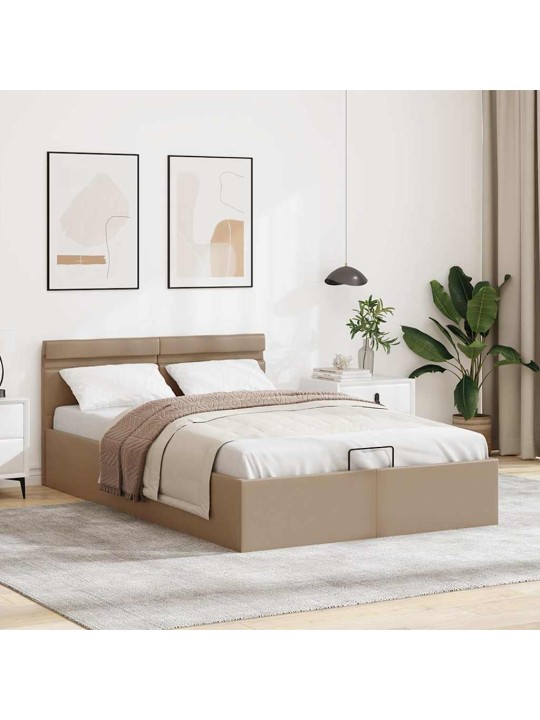 Rám postele s led a úložištěm cappuccino umělá kůže 120x200 cm