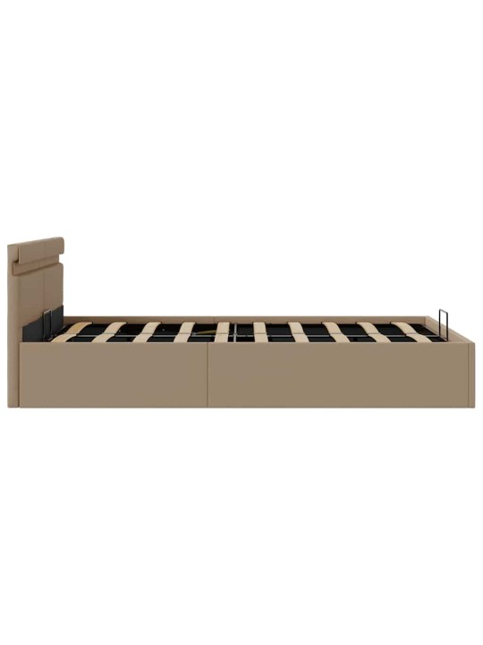 Rám postele s led a úložištěm cappuccino umělá kůže 120x200 cm