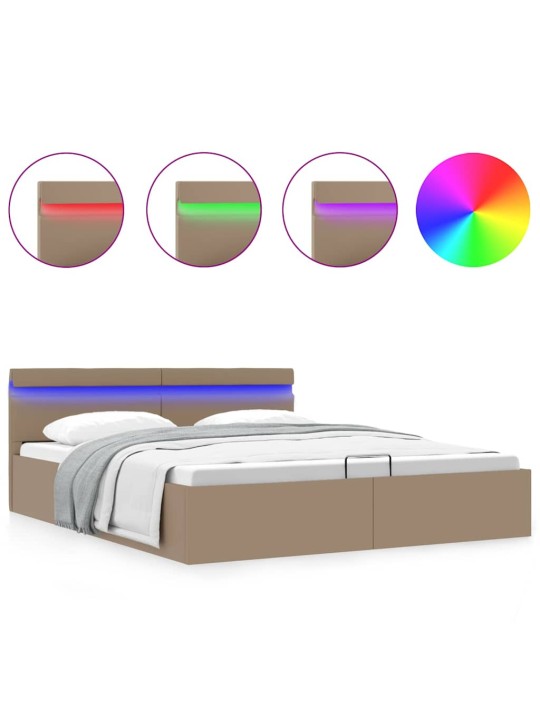 Rám postele led úložný prostor cappuccino umělá kůže 160x200 cm