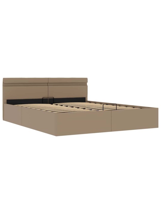 Rám postele led úložný prostor cappuccino umělá kůže 160x200 cm