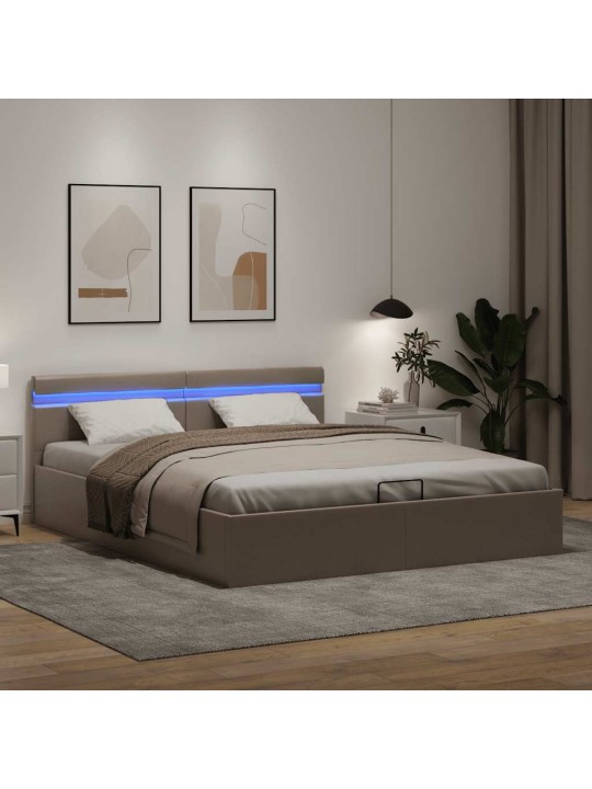 Rám postele led úložný prostor cappuccino umělá kůže 160x200 cm