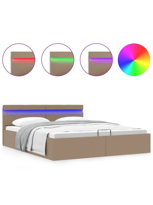 Rám postele led úložný prostor cappuccino umělá kůže 180x200 cm