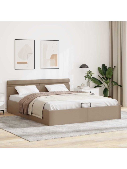 Rám postele led úložný prostor cappuccino umělá kůže 180x200 cm