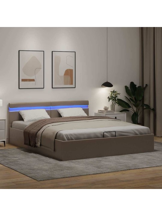 Rám postele led úložný prostor cappuccino umělá kůže 180x200 cm