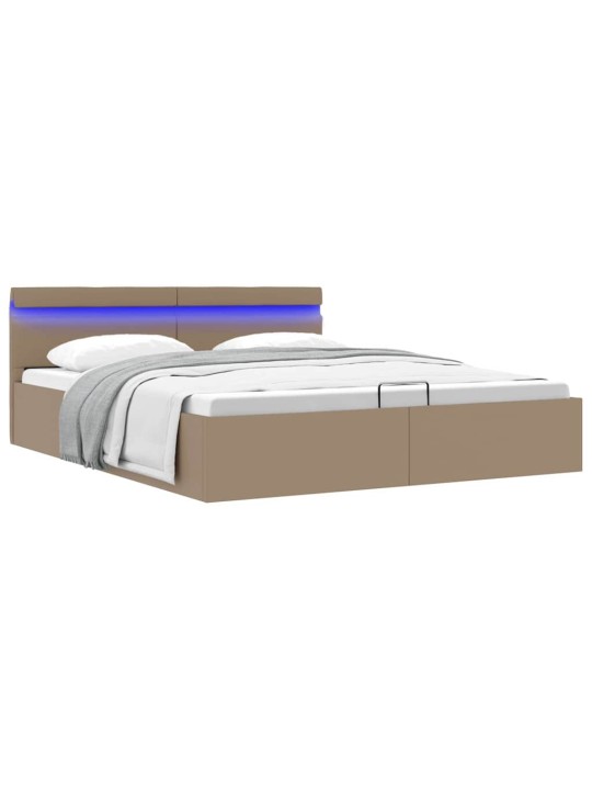Rám postele led úložný prostor cappuccino umělá kůže 180x200 cm