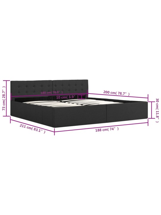 Zvedací rám postele úložný prostor tmavě šedý textil 180x200cm
