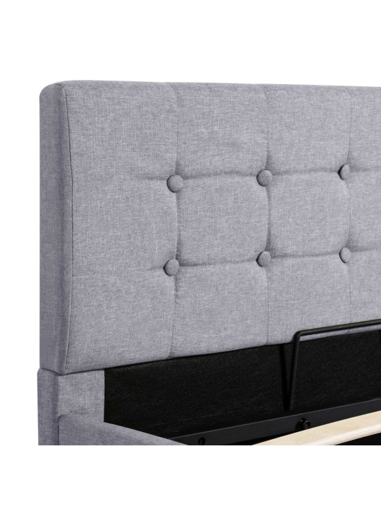 Rám postele s úložným prostorem světle šedý textil 90 x 200 cm