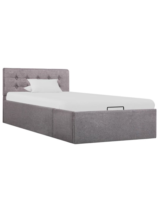Rám postele s úložným prostorem taupe textil 90 x 200 cm