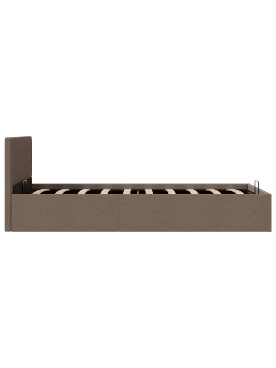 Rám postele s úložným prostorem taupe textil 100 x 200 cm