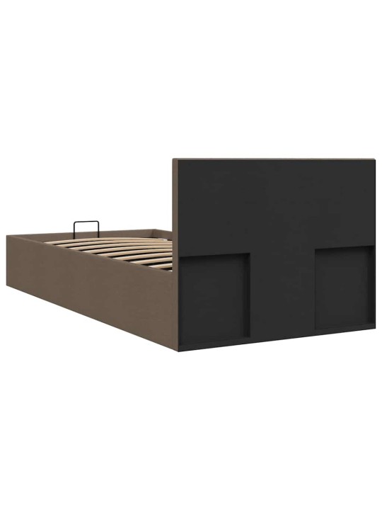 Rám postele s úložným prostorem taupe textil 100 x 200 cm