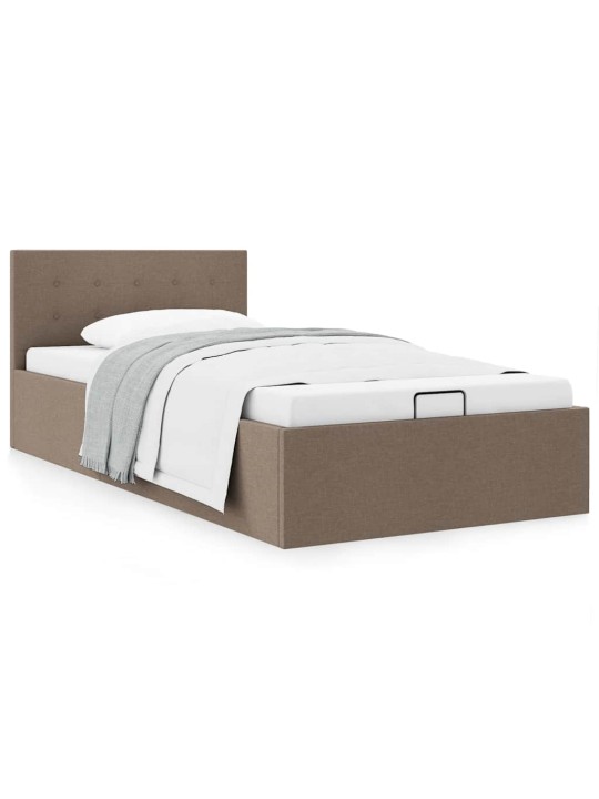 Rám postele s úložným prostorem taupe textil 100 x 200 cm