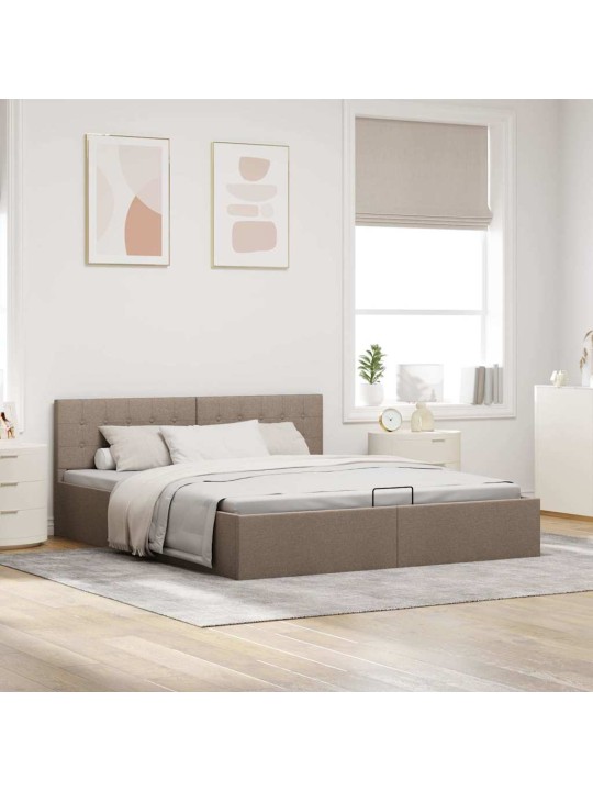 Rám postele s úložným prostorem taupe textil 180 x 200 cm