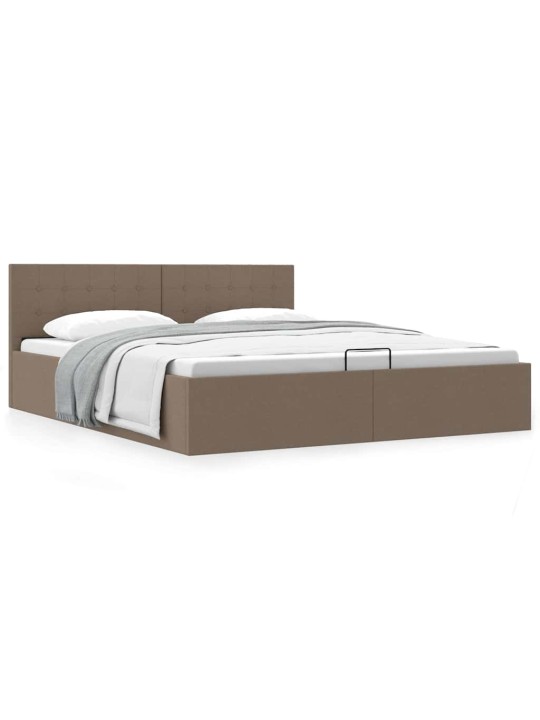 Rám postele s úložným prostorem taupe textil 180 x 200 cm