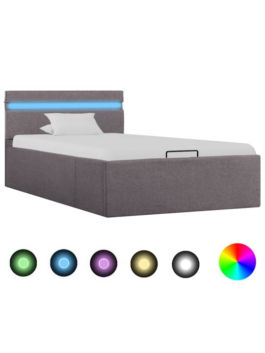 Rám postele s úložným prostorem LED taupe textil 90 x 200 cm