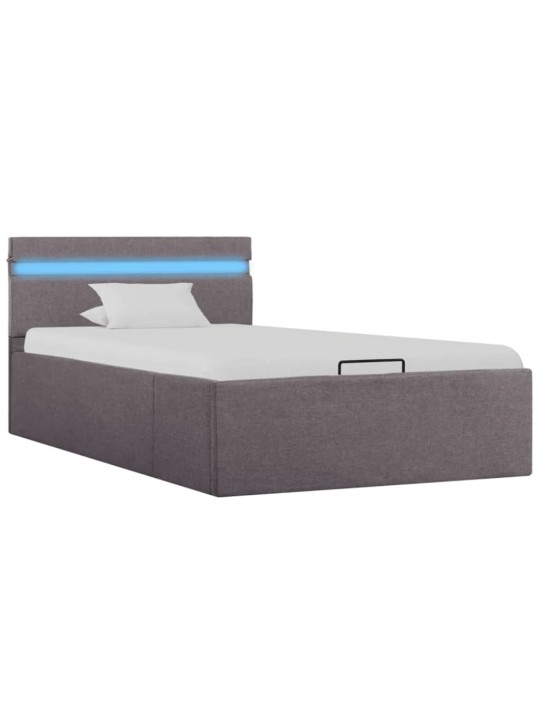 Rám postele s úložným prostorem LED taupe textil 90 x 200 cm