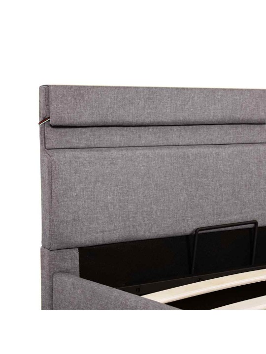 Rám postele s úložným prostorem LED taupe textil 90 x 200 cm