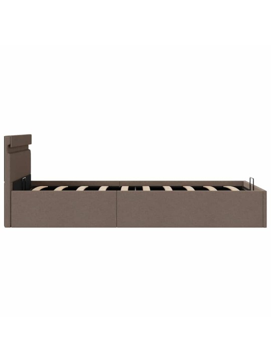 Rám postele s úložným prostorem led taupe textil 100 x 200 cm