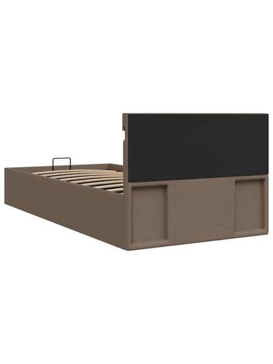 Rám postele s úložným prostorem led taupe textil 100 x 200 cm