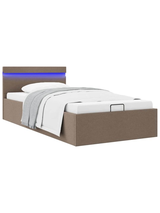 Rám postele s úložným prostorem led taupe textil 100 x 200 cm