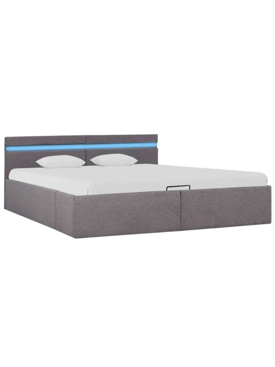 Rám postele s úložným prostorem LED taupe textil 160 x 200 cm