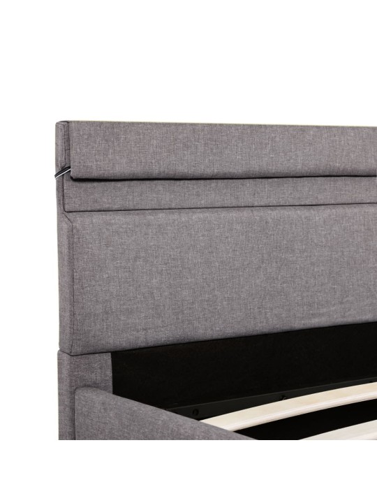 Rám postele s úložným prostorem LED taupe textil 160 x 200 cm