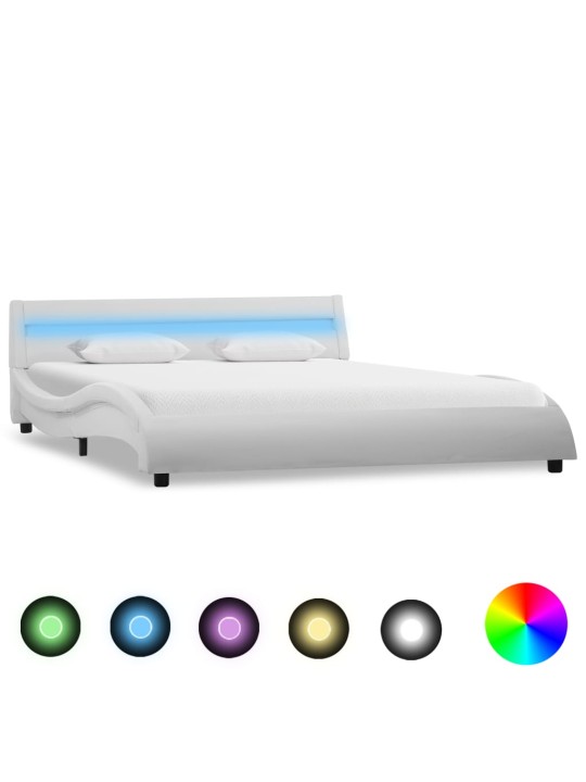 Rám postele s LED světlem bílý umělá kůže 140 x 200 cm