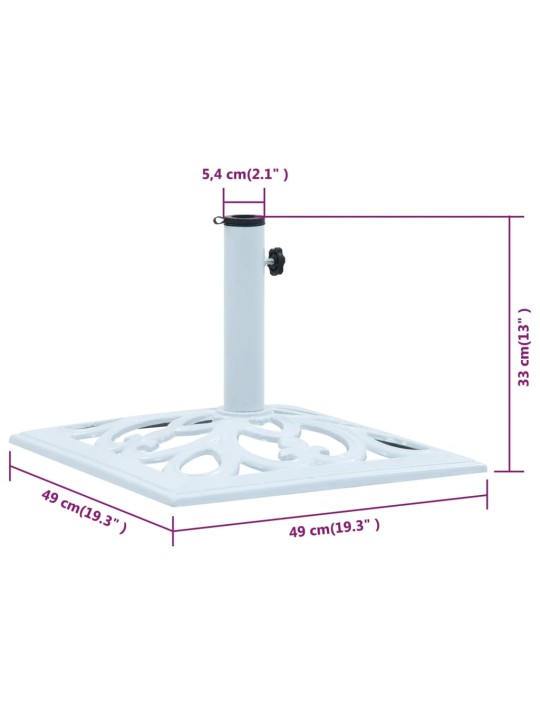 Stojan na slunečník bílý 12 kg 49 cm litina