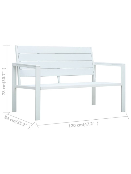 Zahradní lavice 120 cm HDPE bílá dřevěný vzhled