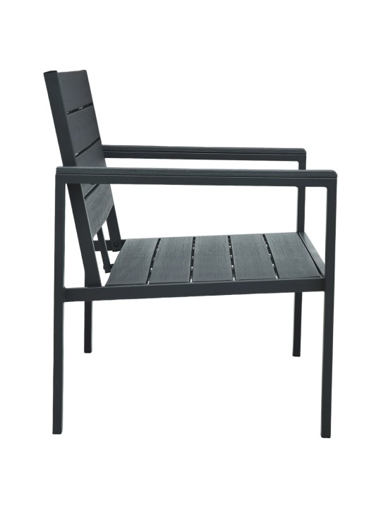 Zahradní lavice 120 cm hdpe šedá dřevěný vzhled