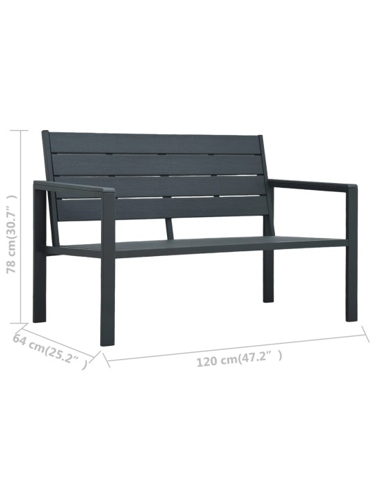 Zahradní lavice 120 cm hdpe šedá dřevěný vzhled