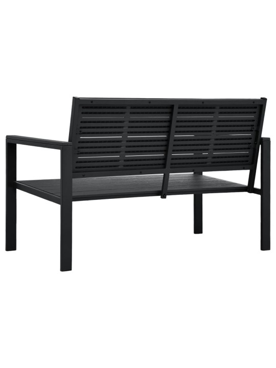 Zahradní lavice 120 cm hdpe černá dřevěný vzhled