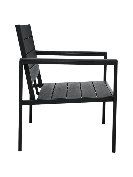 Zahradní lavice 120 cm hdpe černá dřevěný vzhled