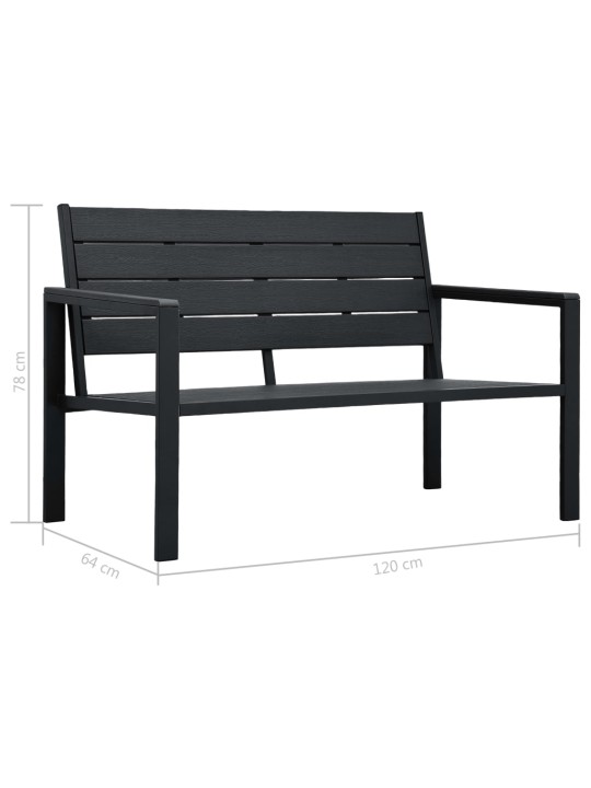 Zahradní lavice 120 cm hdpe černá dřevěný vzhled