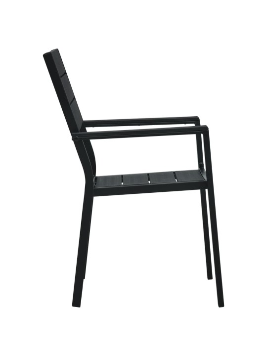 Zahradní židle 4 ks černé HDPE dřevěný vzhled