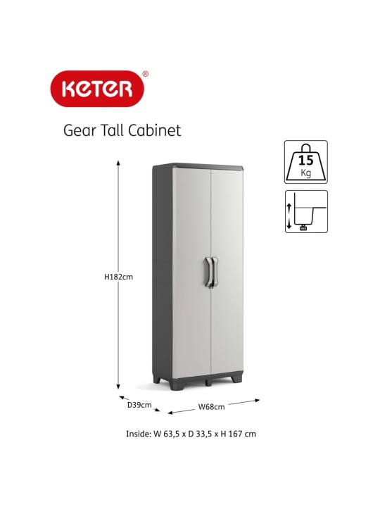 Keter úložná skříň s policemi gear černo-šedá 182 cm