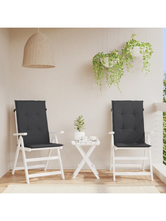 Podušky na židli vysoké opěradlo 2 ks černé 120x50x3 cm textil