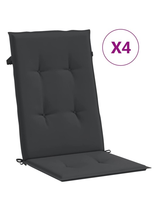 Podušky na židli vysoké opěradlo 4 ks černé 120x50x3 cm textil