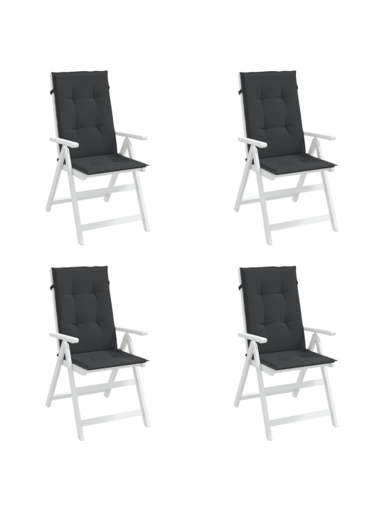 Podušky na židli vysoké opěradlo 4 ks černé 120x50x3 cm textil