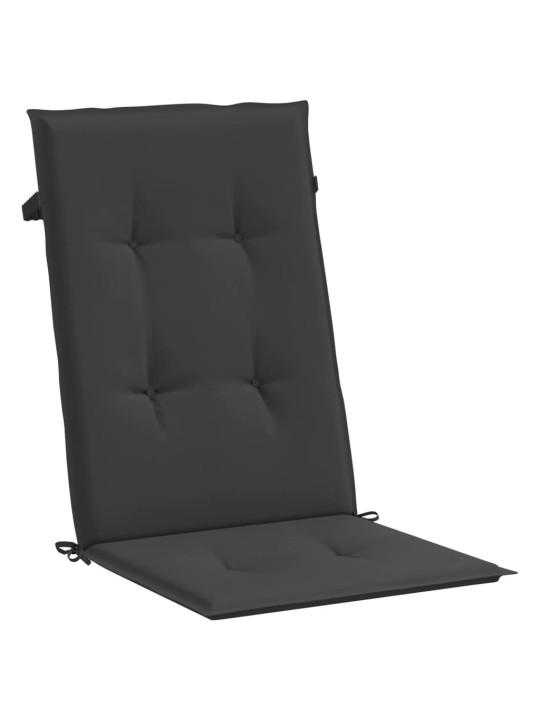 Podušky na židli vysoké opěradlo 4 ks černé 120x50x3 cm textil