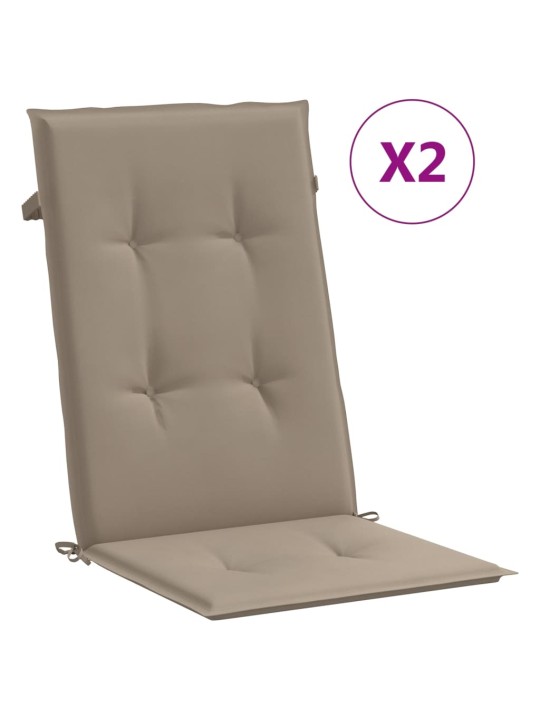 Podušky na židli vysoké opěradlo 2 ks taupe 120x50x3 cm textil