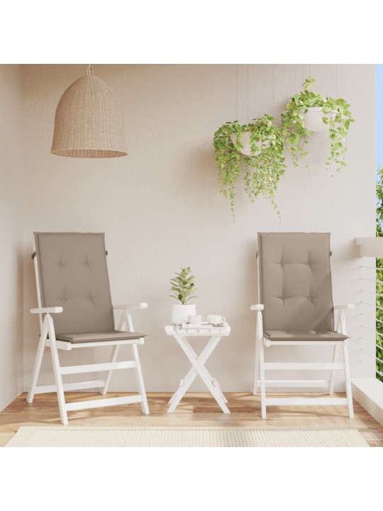 Podušky na židli vysoké opěradlo 2 ks taupe 120x50x3 cm textil