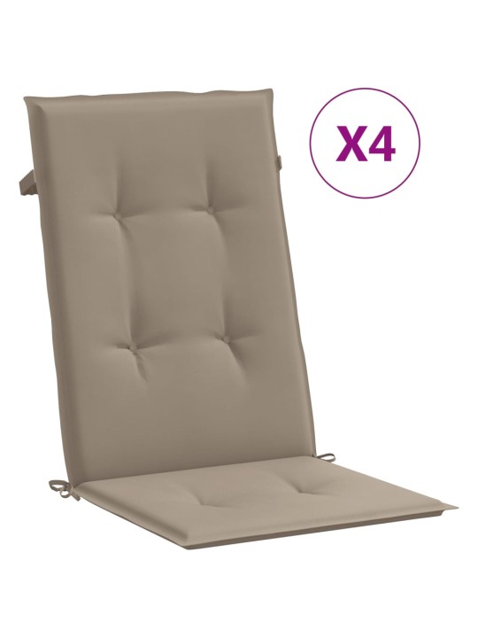 Podušky na židli vysoké opěradlo 4 ks taupe 120x50x3 cm textil