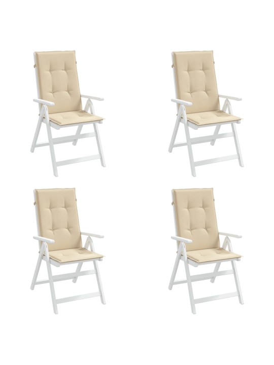 Podušky na židli vysoké opěradlo 4 ks béžové 120x50x3 cm textil