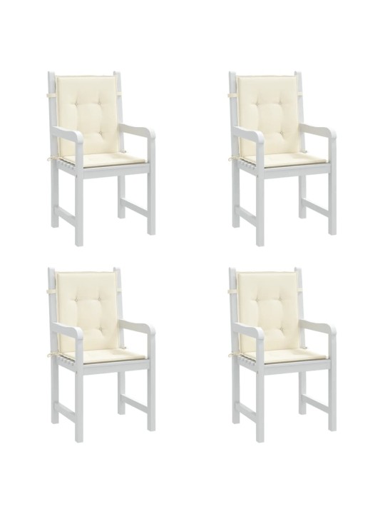 Podušky na židli nízké opěradlo 4 ks krémové 100x50x3 cm oxford