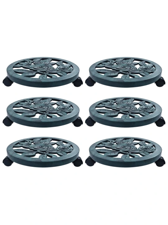 Vozíky pod květináč 6 ks zelené 38 cm plast