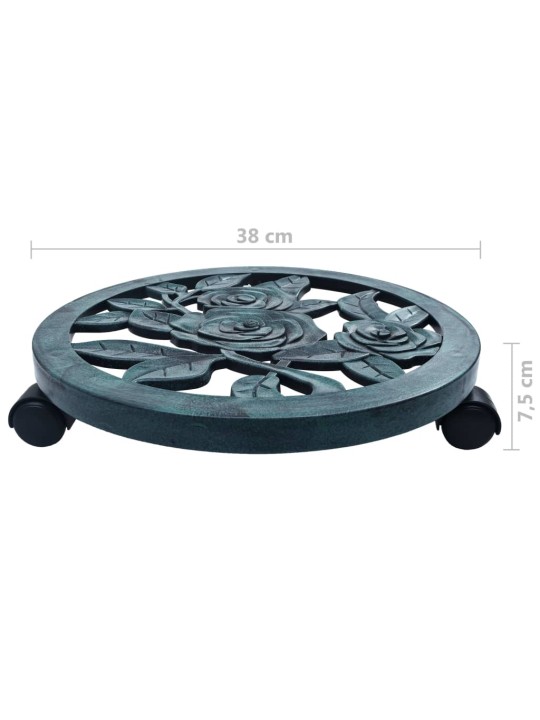 Vozíky pod květináč 6 ks zelené 38 cm plast