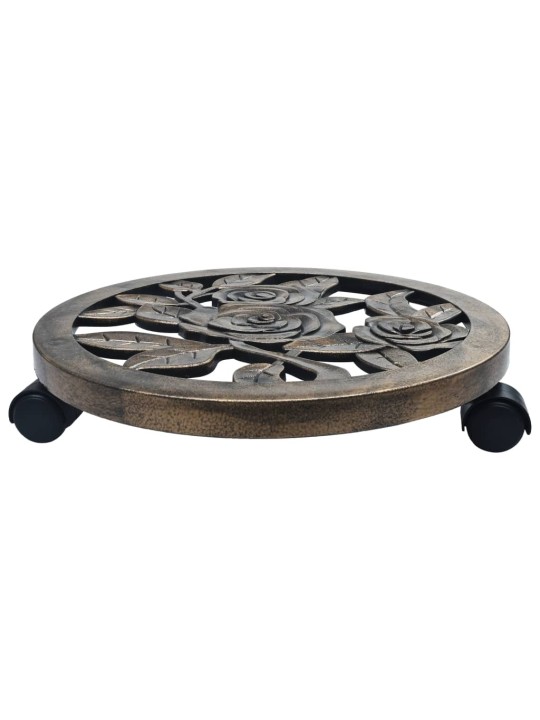 Vozíky pod květináč 6 ks bronzové 38 cm plast