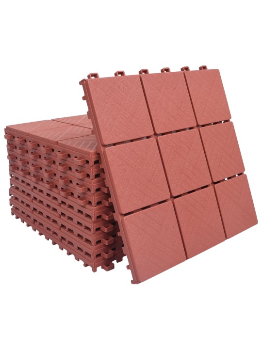 Terasové dlaždice 10 ks červené 30,5 x 30,5 cm plast